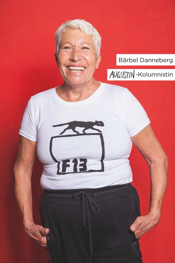 Augustin F13 T-Shirt Werbemotiv Bärbel