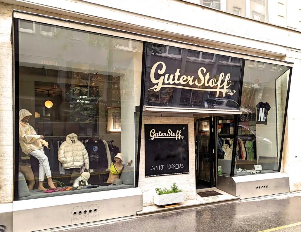 Guter Stoff fair organic vegan basics Showroom Lindengasse Wien
